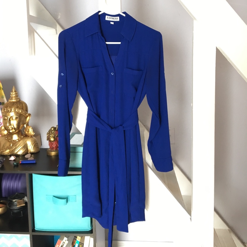 Express Blue Shirt Dress